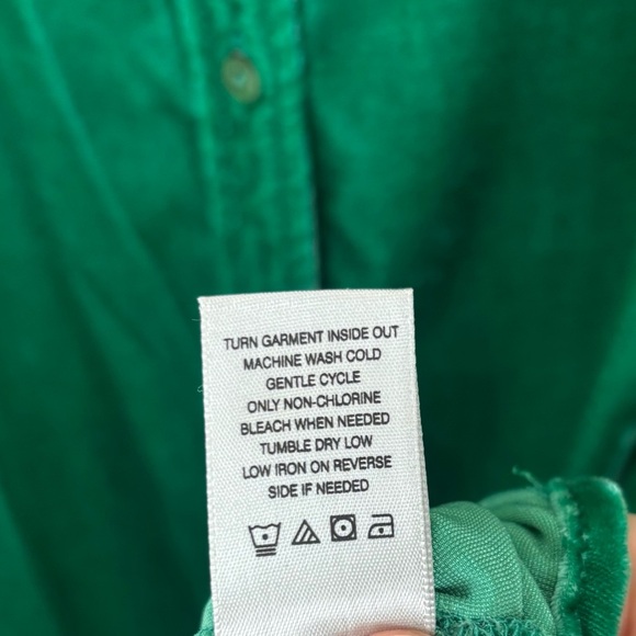 John Mark Crushed Velvet Button Down Top Women’s Size XL Green Boho Long Sleeve - Picture 6 of 7
